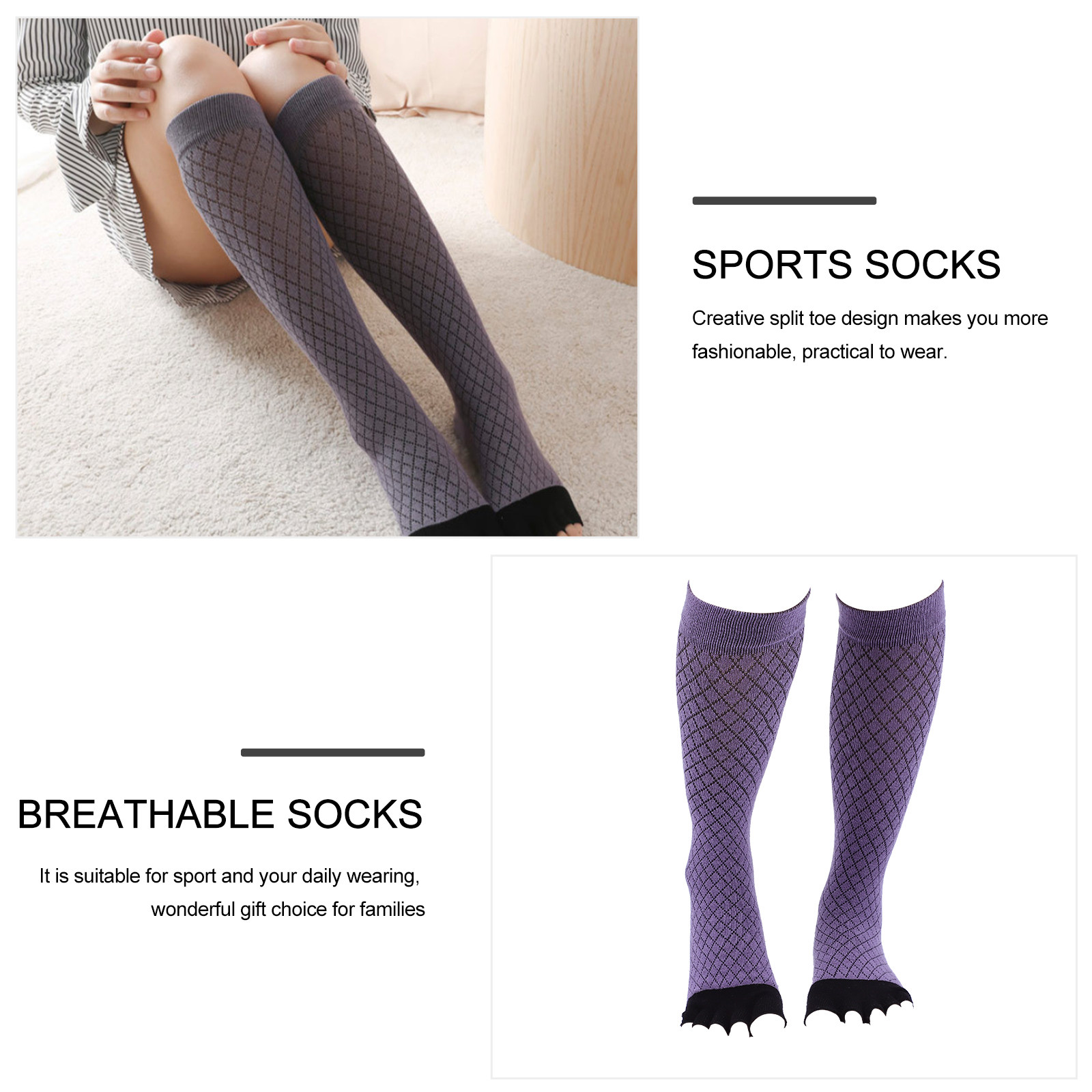 1 пара оригинальных хлопковых  – обзор и цена Toe Sock Split